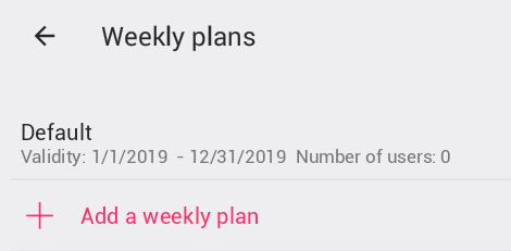 Weekly plans no user