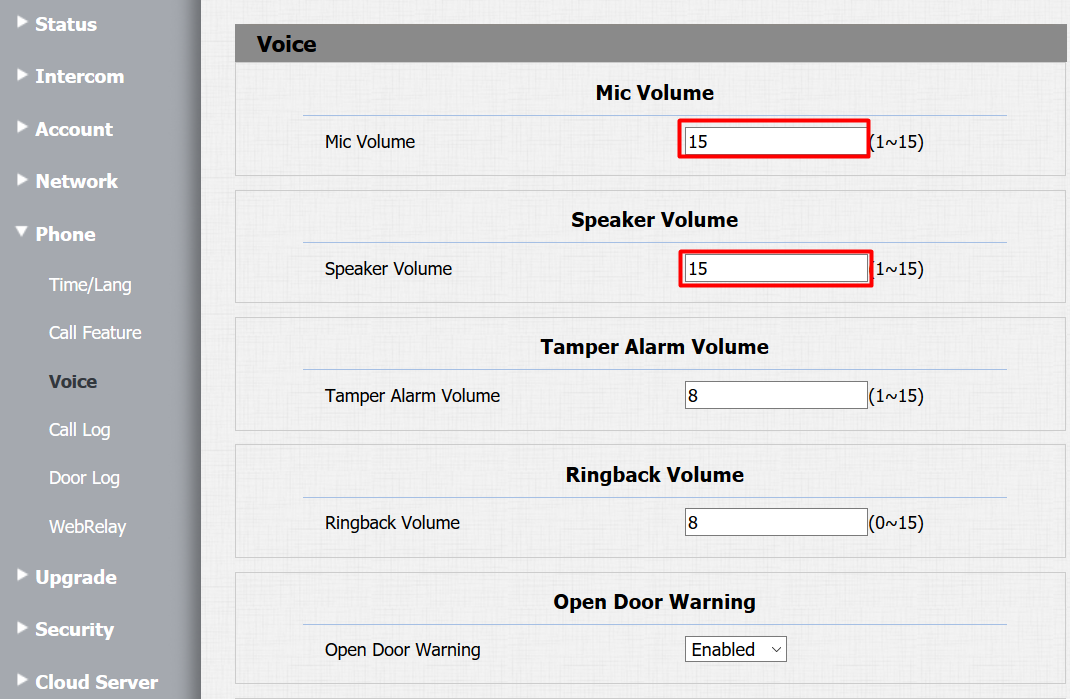 Phone voice settings